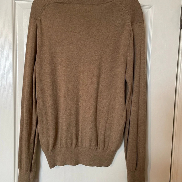 Banana Republic Luxury Blend VNeck Sweater Men's Size Large Tan Cotton Cashmere - Picture 3 of 6